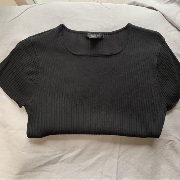 2/$22 August Silk Black Short Sleeved Sweater - Picture 6 of 6